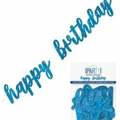 Meteor Happy Birthday Banner Blue Prismatic