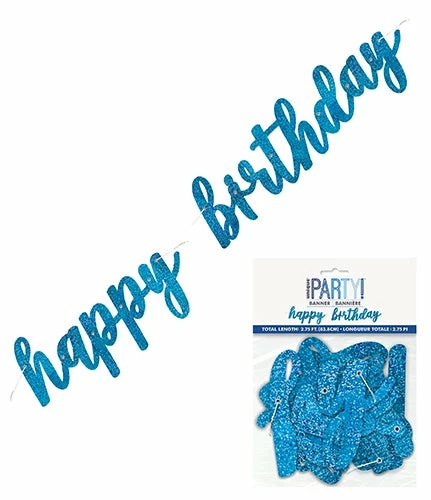 Meteor Happy Birthday Banner Blue Prismatic