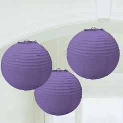 Balloon Agencies Purple Paper Lanterns Pack Of 3 Purples
