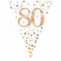 Alpen Birthday Banners & Bunting Rose Gold Sparkling Bunting | 80th Birthday