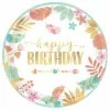 Balloon Agencies Plates - Printed Boho Happy Birthday - 26cm Round Metallic Plates
