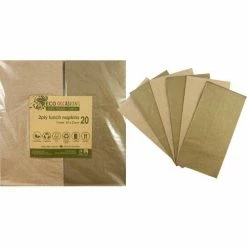 Alpen Eco Friendly & Wooden Supplies Lunch Napkins | 1/8 Fold | Metallic Gold & Kraft 20pk