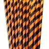 Five Star Orange & Black Paper Straws Striped Pk20