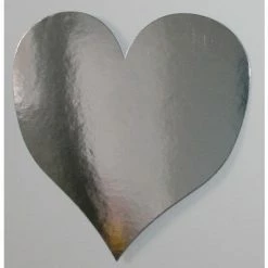 Not Specified Heart Cardboard Cutouts Silver 80mm Pk12