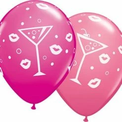 Not Specified Hens Night Martini Balloons Pink - Singles Or Packs - Helium Filled Or Flat Printed Balloons