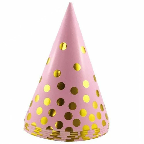 Balloon Agencies Party Hats | Pink And Gold | 6pk