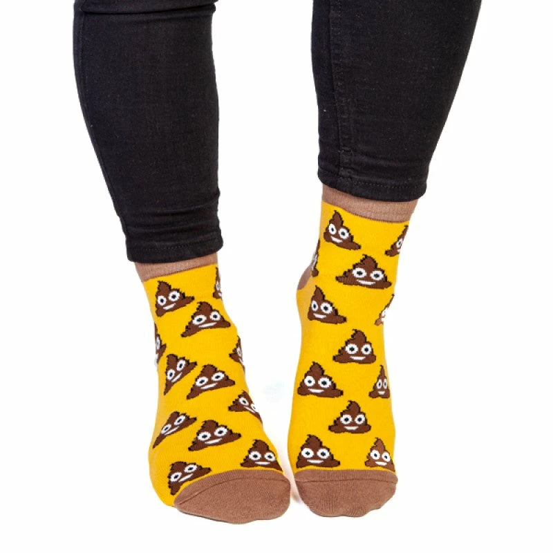 MDI Poo Emoji Socks - 'Shit Happens' On Bottom Novelty Socks