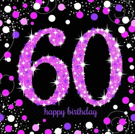 Balloon Agencies 60th Birthday 60th Napkins | Pink & Black