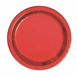 Meteor Plates - Plain Metallic Red Lunch Paper Plates Pk8