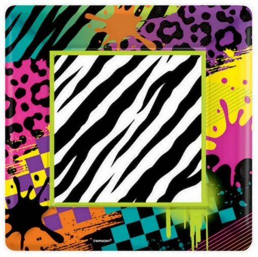 Balloon Agencies 80's & 90's 80's Theme Paper Plates | Large Pk 8