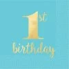 Balloon Agencies 1st Birthday Blue Lunch Napkins | Hot Stamped