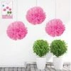 Balloon Agencies Pink Decorative Puffs 3pcs Puff Ball Hanging Decorations