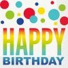 Meteor Bright Happy Birthday Napkins Dots Pk16