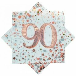Alpen 90th Napkins Rose Gold & White 90th Birthday