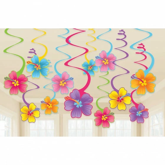 Balloon Agencies Hibiscus Spiral Hanging Decorations | 12pcs