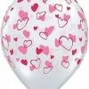 Not Specified Printed Balloons Heart Balloons Clear W/ Red & Pink Hearts - Singles Or Packs - Helium Filled Or Flat