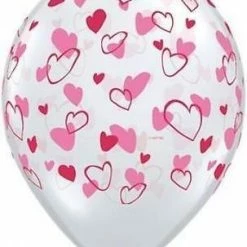 Not Specified Printed Balloons Heart Balloons Clear W/ Red & Pink Hearts - Singles Or Packs - Helium Filled Or Flat