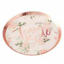 Balloon Agencies Ginger Ray Team Bride Rose Gold Foiled Paper Plates 8pk