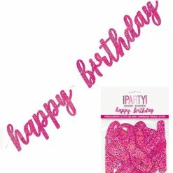 Meteor Birthday Banners & Bunting Happy Birthday Pink Prismatic