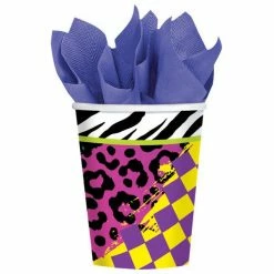 Balloon Agencies 80's Theme Paper Cups | 266ml Pk6 Cups - Printed