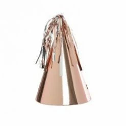 Five Star Rose Gold Party Hats With Tassel Pk10