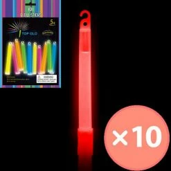 Alpen Glow Sticks & Coloured Flames Glow Sticks Red | 15cm 10pk