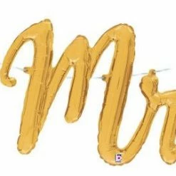 Haydens Mr Balloon Script Gold Script Balloons - AIR FILLED