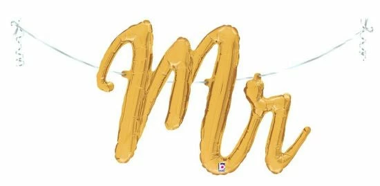 Haydens Mr Balloon Script Gold Script Balloons - AIR FILLED