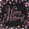 Balloon Agencies Happy Birthday Napkins | Pink & Black