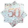 Alpen 50th Birthday 50th Napkins Rose Gold & White