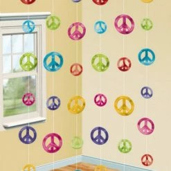 Balloon Agencies Peace Sign String Decoration Hippi / Retro