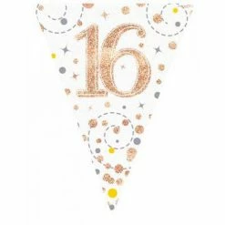 Alpen Birthday Banners & Bunting Rose Gold Sparkling Bunting | 16th Birthday