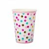 Party Planet Confetti Print Cups Pink, Turquoise & Gold Pk8 Easter