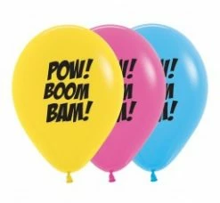Not Specified Pow Boom Bam Balloons Assorted - Singles Or Packs - Helium Filled Or Flat Printed Balloons