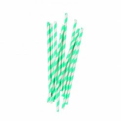 Five Star Straws Turquoise & White Striped Pk10