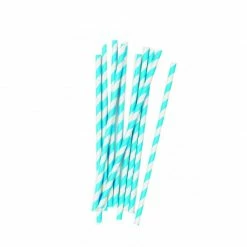 Five Star Straws Electric Blue White Striped Pk10