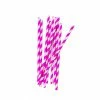 Five Star Straws Magenta & White Striped Pk10