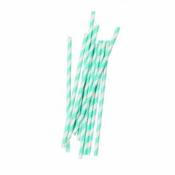 Five Star Straws Light Blue & White Striped Pk10 Catering