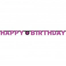 Balloon Agencies Happy Birthday Letter Banner | Sparkling Pink Birthday Banners & Bunting