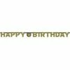 Balloon Agencies 100th Happy Birthday Letter Banner | Black Gold Silver Birthday Banners & Bunting