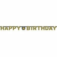 Balloon Agencies 100th Happy Birthday Letter Banner | Black Gold Silver Birthday Banners & Bunting