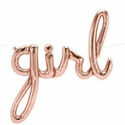 Haydens Girl Balloon Rose Gold Script - Air Fill Only