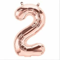 Not Specified Small Number Balloon 2 - Rose Gold - Air Filled Only Letters, Number & KITS - AIR FILLED