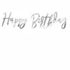 Five Star Happy Birthday Cursive Banner | Silver