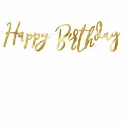 Five Star Birthday Banners & Bunting Happy Birthday Cursive Banner | Gold