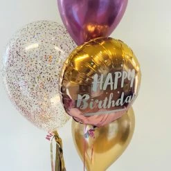 Not Specified Happy Birthday Bouquet With Confetti Balloon Bouquets