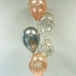 Not Specified Rose Gold And Silver Confetti Balloon Arrangement