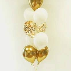 Party Planet Balloon Floor Arrangement - Nine Balloons With Confetti