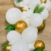 Party Planet Balloon Garland White & Chrome Bronze With Greenery