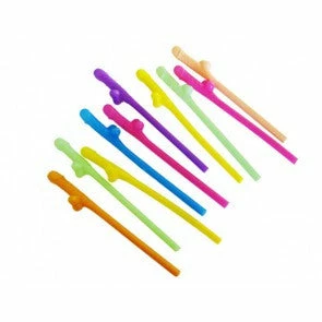 Pecka Products Penis Straws Multi Coloured Pk10